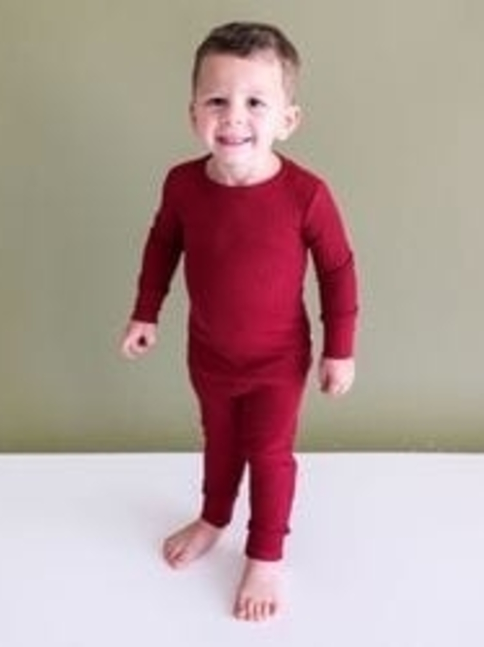 Posh Peanut Waffle Knit Pajama Set - Holiday Red Burgundy 6-12m Two Piece Set